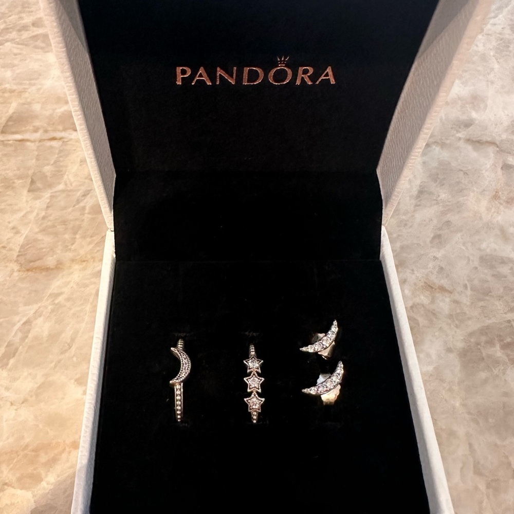 Pandora Celestial Gift Set - Rings Size 6 & Earrings